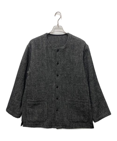 confect（コンフェクト）confect (コンフェクト) ヨーロッパリネンウール ノーカラー シャツジャケット ブラック サイズ:3の古着・服飾アイテム