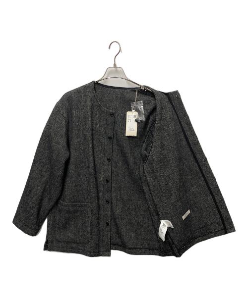 confect（コンフェクト）confect (コンフェクト) ヨーロッパリネンウール ノーカラー シャツジャケット ブラック サイズ:3の古着・服飾アイテム