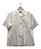 FRED PERRYフレッドペリー）の古着「Linen Blend Revere Collar Shirt」｜ホワイト