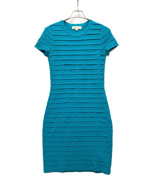 MICHAEL KORS（マイケル・コース）MICHAEL KORS (マイケルコース) Ruffled Stripe Stretch Viscose Dress グリーン サイズ:Sの古着・服飾アイテム
