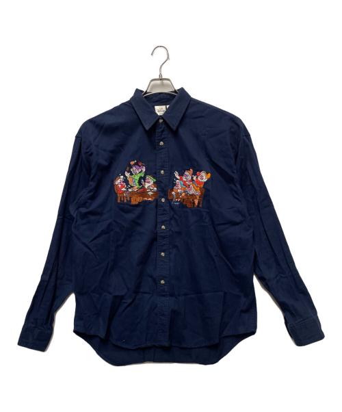 DISNEY（ディズニー）DISNEY (ディズニー) 古着刺繍シャツ　7人の小人 ネイビー サイズ:Lの古着・服飾アイテム