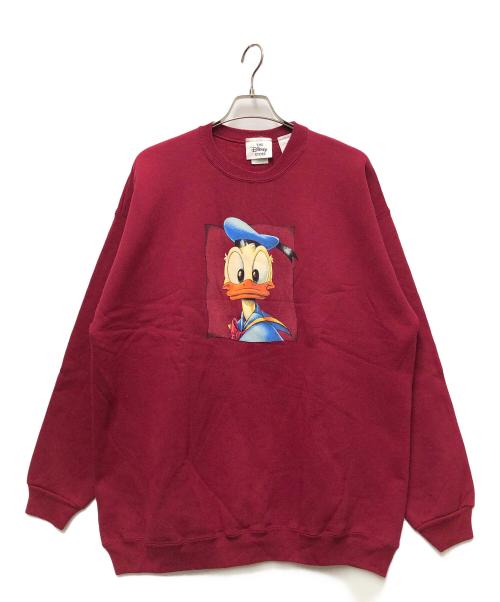 DISNEY（ディズニー）Disney (ディズニー) 古着ドナルドスウェット ワインレッド サイズ:Lの古着・服飾アイテム