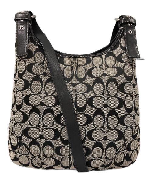 COACH（コーチ）COACH (コーチ) シグネチャーショルダーバッグ F12992 ベージュ×ブラックの古着・服飾アイテム