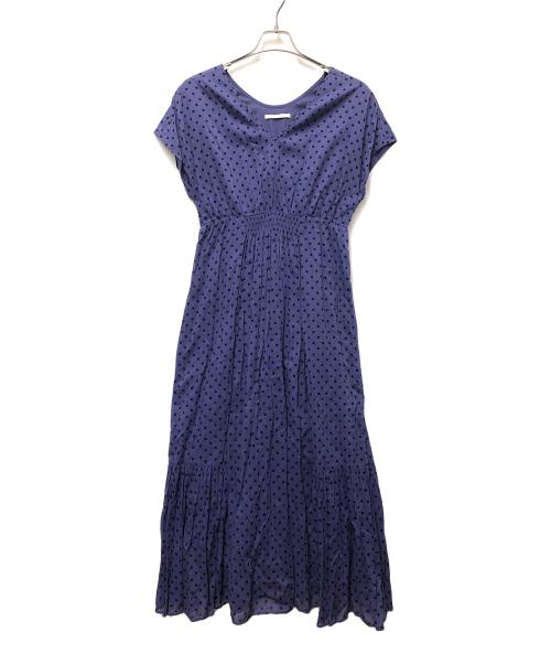 ne quittez pas（ヌキテパ）ne quittez pas (ヌキテパ) ドットフレンチスリーブドレス パープル サイズ:Mの古着・服飾アイテム