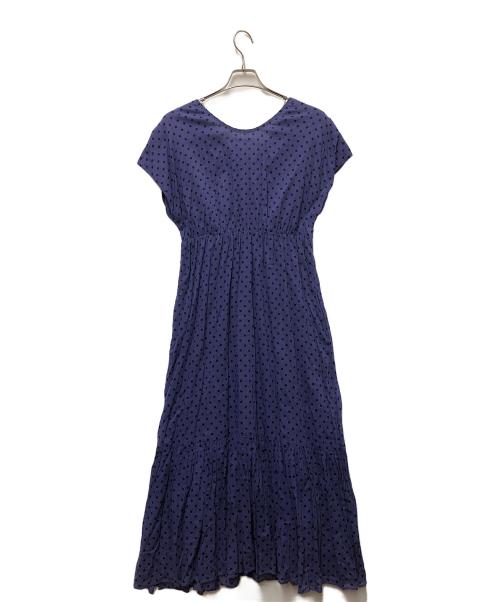 ne quittez pas（ヌキテパ）ne quittez pas (ヌキテパ) ドットフレンチスリーブドレス パープル サイズ:Mの古着・服飾アイテム