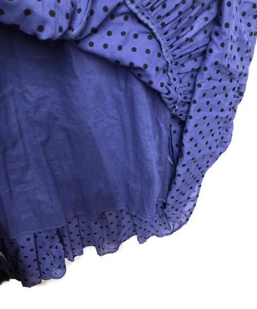 ne quittez pas（ヌキテパ）ne quittez pas (ヌキテパ) ドットフレンチスリーブドレス パープル サイズ:Mの古着・服飾アイテム