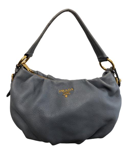 PRADA（プラダ）PRADA (プラダ) レザーワンショルダーバッグ ブルーの古着・服飾アイテム