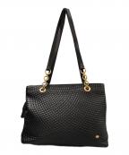 BALLYバリー）の古着「タッセル付きチェーントートバッグ　キルティングレザー」｜ブラック