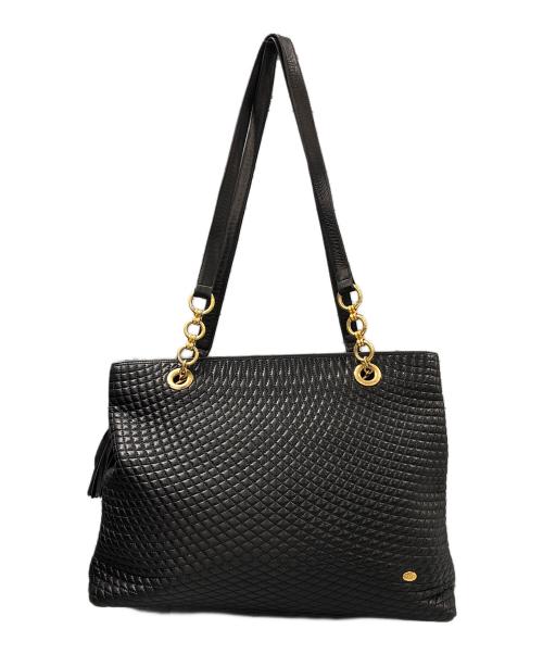 BALLY（バリー）BALLY (バリー) タッセル付きチェーントートバッグ　キルティングレザー ブラックの古着・服飾アイテム