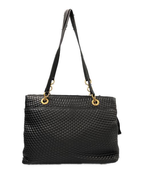 BALLY（バリー）BALLY (バリー) タッセル付きチェーントートバッグ　キルティングレザー ブラックの古着・服飾アイテム