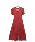 Snidelスナイデル）の古着「パフスリーブプリントロングワンピース」｜レッド