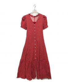 Snidel（スナイデル）の古着「パフスリーブプリントロングワンピース」｜レッド