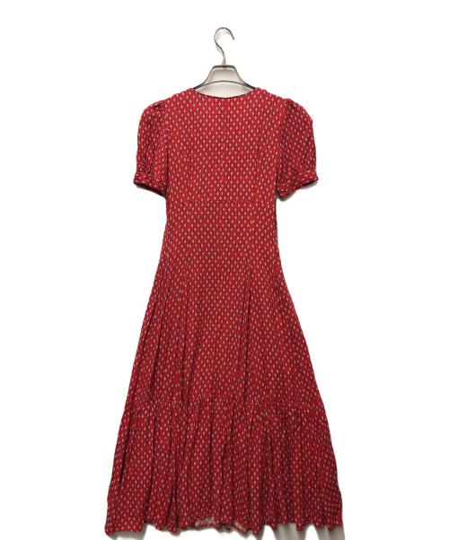 Snidel（スナイデル）Snidel (スナイデル) パフスリーブプリントロングワンピース レッドの古着・服飾アイテム