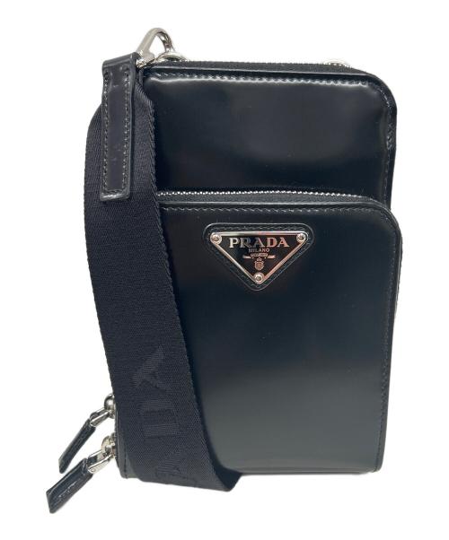 PRADA（プラダ）PRADA (プラダ) サフィアーノレザースマートフォンケース ブラックの古着・服飾アイテム