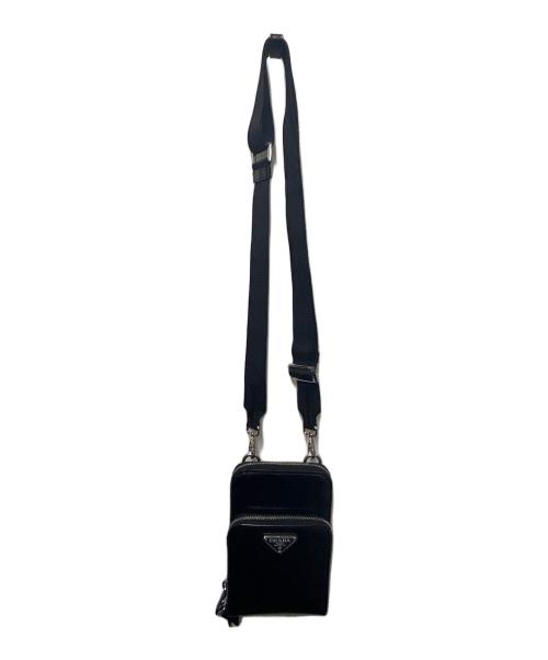 PRADA（プラダ）PRADA (プラダ) サフィアーノレザースマートフォンケース ブラックの古着・服飾アイテム
