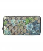 GUCCIグッチ）の古着「ラウンドファスナー長財布　GGブルームスプリントフラワー柄」｜アイボリー×ブルー