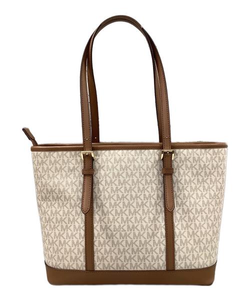 MICHAEL KORS（マイケル・コース）MICHAEL KORS (マイケルコース) Jet Set Travel Small Logo Top-Zip Tote Bag(ジェットセットトラベルスモールロゴトップジップトートバッグ) ベージュの古着・服飾アイテム