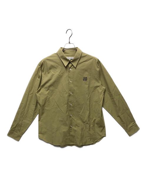 maison kitsune（メゾンキツネ）maison kitsune (メゾンキツネ) ボールドフォックスヘッドリラックスド シャツ ベージュ サイズ:Mの古着・服飾アイテム