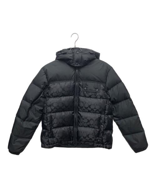 COACH（コーチ）COACH (コーチ) シグネチャー フーデッド パッファー ジャケット ブラック サイズ:Sの古着・服飾アイテム