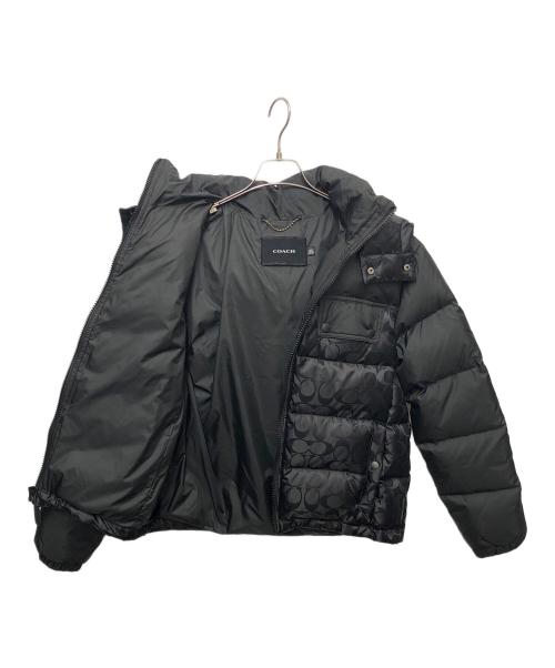 COACH（コーチ）COACH (コーチ) シグネチャー フーデッド パッファー ジャケット ブラック サイズ:Sの古着・服飾アイテム