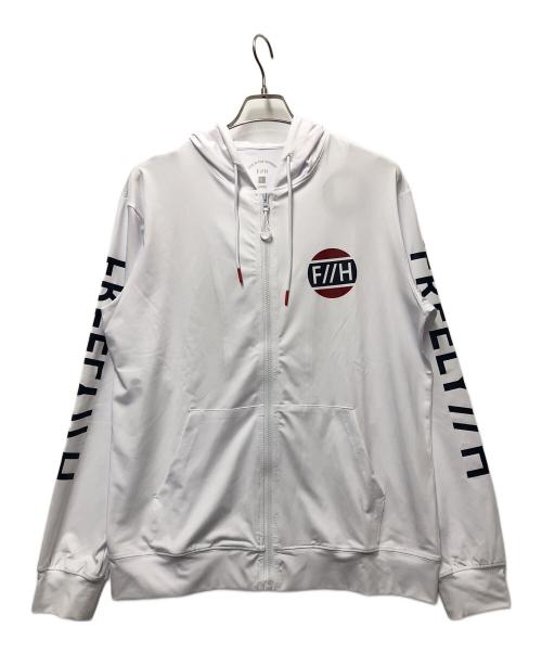 F//H（エフエイチ）F//H (エフエイチ) FREELY POOL LOGO RASH ZIP HOODIE ホワイト サイズ:Lの古着・服飾アイテム