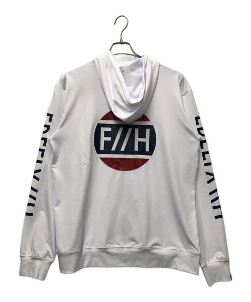 F//H（エフエイチ）F//H (エフエイチ) FREELY POOL LOGO RASH ZIP HOODIE ホワイト サイズ:Lの古着・服飾アイテム