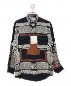 GOOUCHグーチ）の古着「長袖シャツ」｜ネイビー×ブラウン