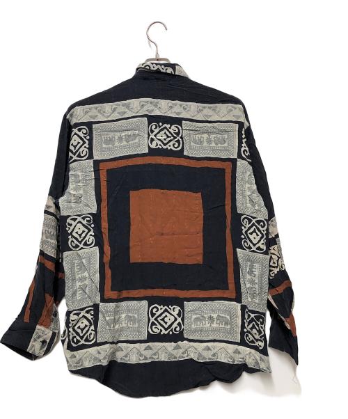 GOOUCH（グーチ）GOOUCH (グーチ) 長袖シャツ ネイビー×ブラウン サイズ:Sの古着・服飾アイテム