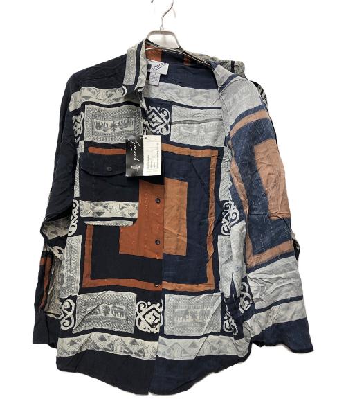 GOOUCH（グーチ）GOOUCH (グーチ) 長袖シャツ ネイビー×ブラウン サイズ:Sの古着・服飾アイテム