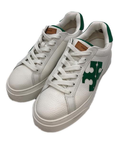 TORY BURCH（トリーバーチ）TORY BURCH (トリーバーチ) ローカットスニーカー ホワイト×グリーン サイズ:US7.5の古着・服飾アイテム