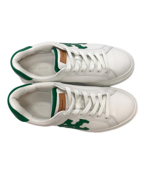 TORY BURCH（トリーバーチ）TORY BURCH (トリーバーチ) ローカットスニーカー ホワイト×グリーン サイズ:US7.5の古着・服飾アイテム