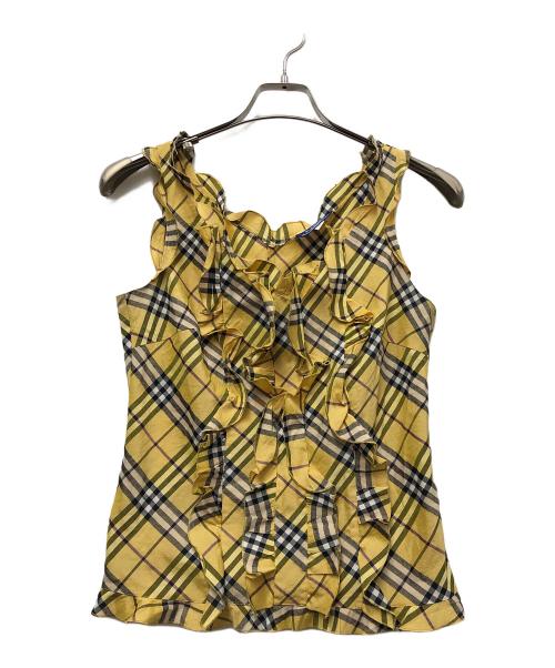 BURBERRY BLUE LABEL（バーバリー ブルー レーベル）BURBERRY BLUE LABEL (バーバリーロンドンブルーレーベル) ノースリーブシャツ イエロー×ブラック サイズ:Mの古着・服飾アイテム