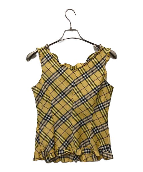 BURBERRY BLUE LABEL（バーバリー ブルー レーベル）BURBERRY BLUE LABEL (バーバリーロンドンブルーレーベル) ノースリーブシャツ イエロー×ブラック サイズ:Mの古着・服飾アイテム