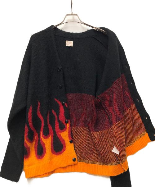 PENNEYS（ペニーズ）penneys (ペニーズ) ニットカーディガン ブラック×レッド サイズ:Lの古着・服飾アイテム