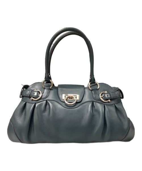 Salvatore Ferragamo（サルヴァトーレ フェラガモ）Salvatore Ferragamo (サルヴァトーレ フェラガモ) ガンチーニマリッサ　ハンドバッグ ダークグリーンの古着・服飾アイテム