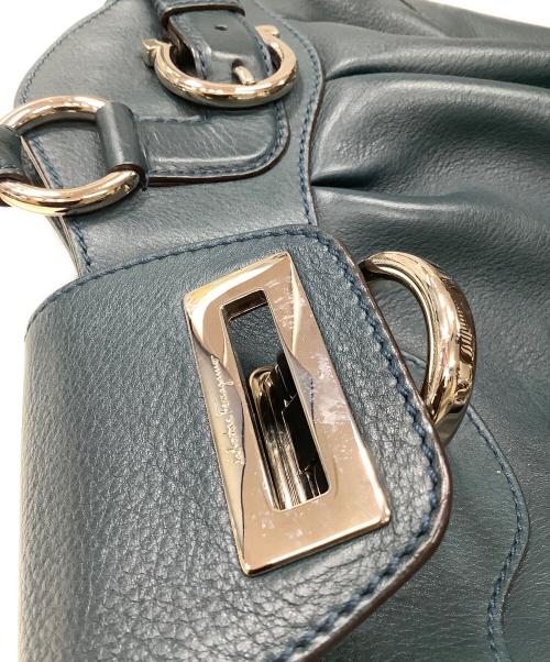 Salvatore Ferragamo（サルヴァトーレ フェラガモ）Salvatore Ferragamo (サルヴァトーレ フェラガモ) ガンチーニマリッサ　ハンドバッグ ダークグリーンの古着・服飾アイテム