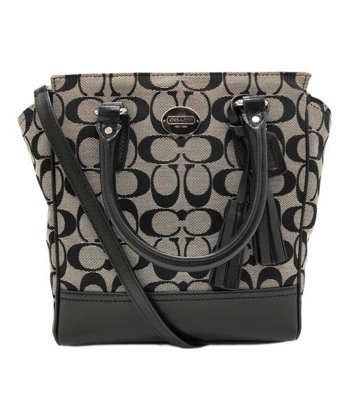 COACH（コーチ）COACH (コーチ) COACH （コーチ） シグネチャー 2WAYバッグ ベージュ×ブラックの古着・服飾アイテム