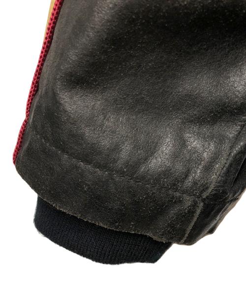 AVIREX（アヴィレックス）AVIREX (アヴィレックス) レザースタジアムジャケット ブラック×ベージュ サイズ:Sの古着・服飾アイテム