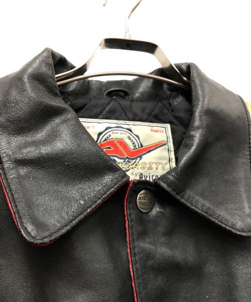 AVIREX（アヴィレックス）AVIREX (アヴィレックス) レザースタジアムジャケット ブラック×ベージュ サイズ:Sの古着・服飾アイテム