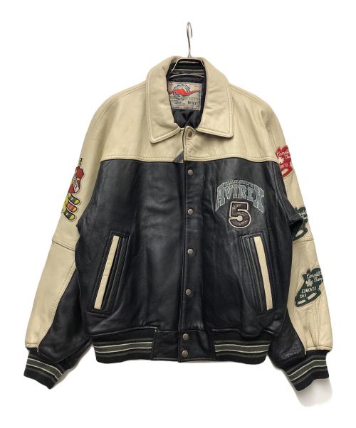 AVIREX（アヴィレックス）AVIREX (アヴィレックス) レザージャケット ベージュ×ブラック サイズ:Lの古着・服飾アイテム