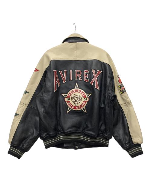 AVIREX（アヴィレックス）AVIREX (アヴィレックス) レザージャケット ベージュ×ブラック サイズ:Lの古着・服飾アイテム