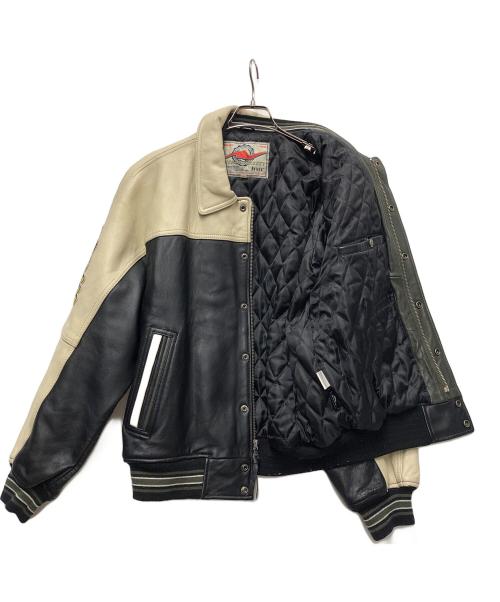 AVIREX（アヴィレックス）AVIREX (アヴィレックス) レザージャケット ベージュ×ブラック サイズ:Lの古着・服飾アイテム