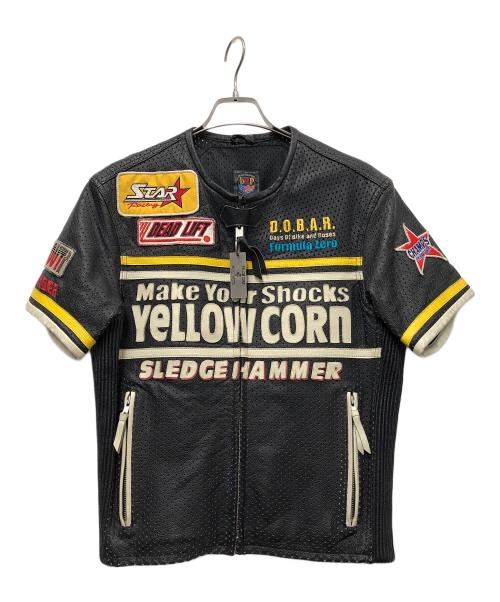 YELLO CORN（イエローコーン）YELLO CORN (イエローコーン) レザージャケット ブラック×イエロー サイズ:XLの古着・服飾アイテム