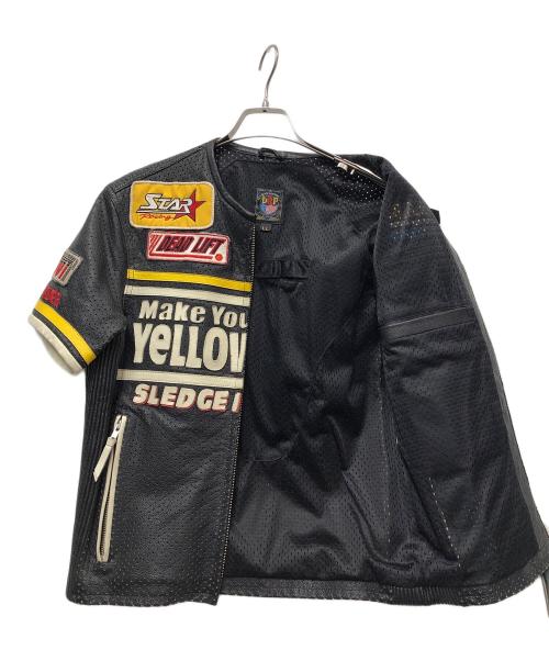 YELLO CORN（イエローコーン）YELLO CORN (イエローコーン) レザージャケット ブラック×イエロー サイズ:XLの古着・服飾アイテム