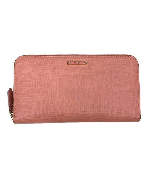 FENDI（フェンディ）FENDI (フェンディ) ラウンドファスナー長財布 ピンクの古着・服飾アイテム