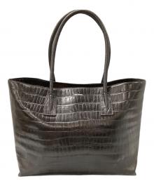 Paul Stuart（ポールスチュアート）の古着「クロコ型押し トートバッグ」｜ブラック