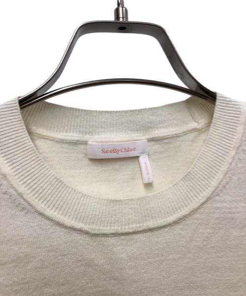 SEE BY CHLOE（シーバイクロエ）SEE BY CHLOE (シーバイクロエ) 薄手ニット アイボリー×オレンジ サイズ:XSの古着・服飾アイテム