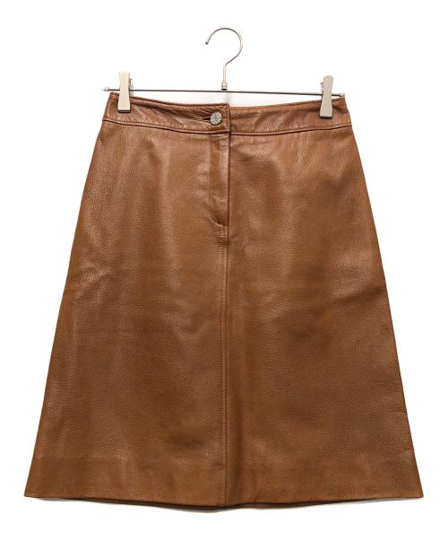 CELINE（セリーヌ）CELINE (セリーヌ) ラムレザースカート ブラウン サイズ:38の古着・服飾アイテム