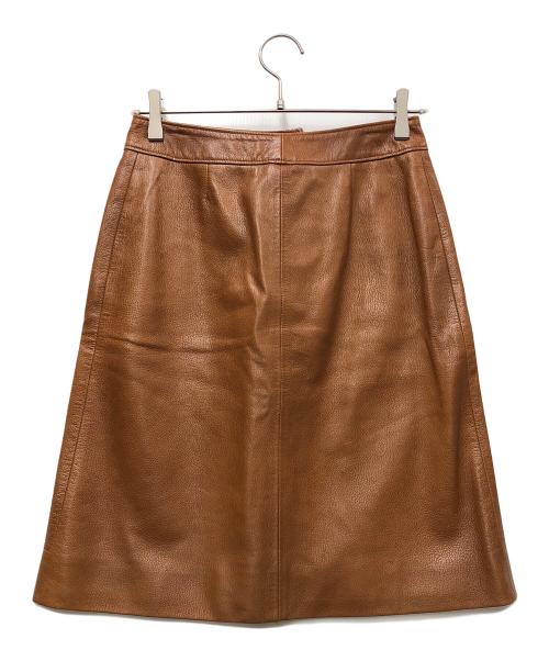 CELINE（セリーヌ）CELINE (セリーヌ) ラムレザースカート ブラウン サイズ:38の古着・服飾アイテム