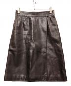 CELINEセリーヌ）の古着「ラムレザースカート」｜ダークブラウン